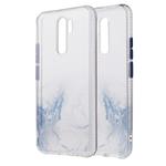 For Xiaomi Redmi 9 Marble Pattern Glittery Powder Shockproof TPU Case with Detachable Buttons(Baby Blue)