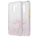 For Xiaomi Redmi 9 Marble Pattern Glittery Powder Shockproof TPU Case with Detachable Buttons(Pink)