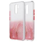 For Xiaomi Redmi 9 Marble Pattern Glittery Powder Shockproof TPU Case with Detachable Buttons(Red)
