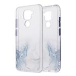 For Xiaomi Redmi Note 9 Marble Pattern Glittery Powder Shockproof TPU Case with Detachable Buttons(Baby Blue)