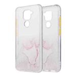 For Xiaomi Redmi Note 9 Marble Pattern Glittery Powder Shockproof TPU Case with Detachable Buttons(Pink)