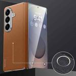 For Samsung Galaxy Z Fold7 5G SULADA Frameless Top Layer Cowhide Leather PC Phone Case(Brown)