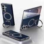 For Samsung Galaxy Z Fold7 5G SULADA Kevlar Texture MagSafe Magnetic Holder Phone Case(Blue)