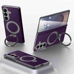 For Samsung Galaxy Z Fold7 5G SULADA Kevlar Texture MagSafe Magnetic Holder Phone Case(Purple)