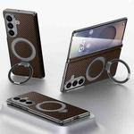 For Samsung Galaxy Z Fold7 5G SULADA Kevlar Texture MagSafe Magnetic Holder Phone Case(Brown)