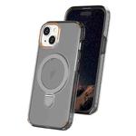 For iPhone 15 Colorful 2 in 1 MagSafe Ring Holder Phone Case(Transparent Black)