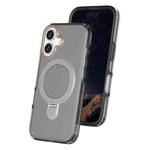 For iPhone 16 Colorful 2 in 1 MagSafe Ring Holder Phone Case(Transparent Black)
