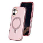 For iPhone 16 Colorful 2 in 1 MagSafe Ring Holder Phone Case(Pink)