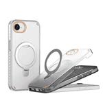 For iPhone 16e Colorful 2 in 1 MagSafe Ring Holder Phone Case(Transparent)