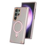 For Samsung Galaxy S25 Ultra 5G Colorful 2 in 1 MagSafe Ring Holder Phone Case(Pink)