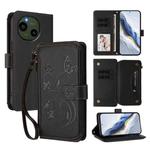 For Sharp Aquos R9 SH-51E Butterfly Love Flower Multi-card Zipper Wallet Leather Phone Case(Black)