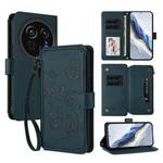 For Sharp Aquos R9 Pro SH-54E Butterfly Love Flower Multi-card Zipper Wallet Leather Phone Case(Dark Green)