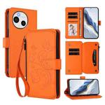 For Sharp Aquos Sense9 Butterfly Love Flower Multi-card Zipper Wallet Leather Phone Case(Orange)