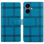 For Samsung Galaxy A07 4G / 5G Embossed Checkered Leather Phone Case(Blue)