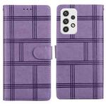 For Samsung Galaxy A13 4G / 5G Embossed Checkered Leather Phone Case(Purple)