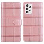For Samsung Galaxy A23 5G Embossed Checkered Leather Phone Case(Pink)