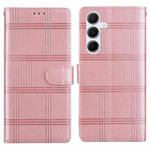 For Samsung Galaxy A35 5G Embossed Checkered Leather Phone Case(Pink)