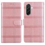 For Samsung Galaxy A26 5G Embossed Checkered Leather Phone Case(Pink)