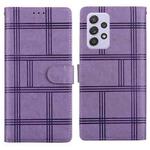 For Samsung Galaxy A52 / A52s 5G Embossed Checkered Leather Phone Case(Purple)