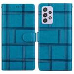 For Samsung Galaxy A53 5G Embossed Checkered Leather Phone Case(Blue)