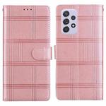 For Samsung Galaxy A53 5G Embossed Checkered Leather Phone Case(Pink)
