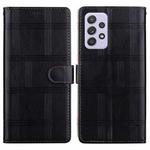 For Samsung Galaxy A53 5G Embossed Checkered Leather Phone Case(Black)