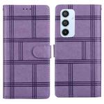 For Samsung Galaxy A54 5G Embossed Checkered Leather Phone Case(Purple)