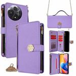 For TCL 60R 5G Crossbody Handle Cross Texture Leather Phone Case(Purple)