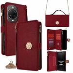 For Huawei nova 14 Ultra 5G Crossbody Handle Cross Texture Leather Phone Case(Red)