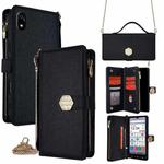 For ZTE Kantan Sumaho 4 A402ZT Crossbody Handle Cross Texture Leather Phone Case(Black)