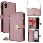 For ZTE Kantan Sumaho 4 A402ZT Crossbody Handle Cross Texture Leather Phone Case(Rose Gold)