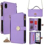 For ZTE Kantan Sumaho 4 A402ZT Crossbody Handle Cross Texture Leather Phone Case(Purple)