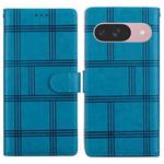 For Google Pixel 9 Embossed Checkered Leather Phone Case(Blue)