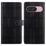 For Google Pixel 9 Embossed Checkered Leather Phone Case(Black)