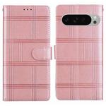 For Google Pixel 9 Pro Embossed Checkered Leather Phone Case(Pink)