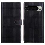 For Google Pixel 9 Pro Embossed Checkered Leather Phone Case(Black)