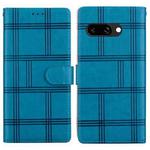 For Google Pixel 9a Embossed Checkered Leather Phone Case(Blue)