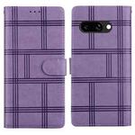 For Google Pixel 9a Embossed Checkered Leather Phone Case(Purple)