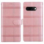 For Google Pixel 9a Embossed Checkered Leather Phone Case(Pink)