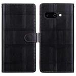 For Google Pixel 9a Embossed Checkered Leather Phone Case(Black)
