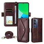 For vivo Y19s 4G Multi-card Slots Crossbody Cowhide Leather Phone Case(Brown)