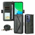 For vivo Y19s 4G Multi-card Slots Crossbody Cowhide Leather Phone Case(Green)