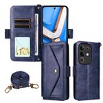 For vivo Y29 4G Global Multi-card Slots Crossbody Cowhide Leather Phone Case(Blue)