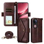 For vivo V50 5G Global / V50e Multi-card Slots Crossbody Cowhide Leather Phone Case(Brown)