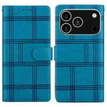 For iPhone 17 Pro Embossed Checkered Leather Phone Case(Blue)