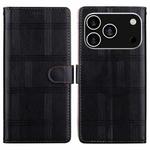 For iPhone 17 Pro Embossed Checkered Leather Phone Case(Black)
