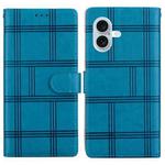 For iPhone 17 Embossed Checkered Leather Phone Case(Blue)