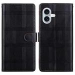 For iPhone 17 Embossed Checkered Leather Phone Case(Black)