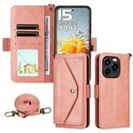 For Oukitel C65 Pro / C65 Multi-card Slots Crossbody Cowhide Leather Phone Case(Pink)