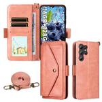 For Oukitel C1 Pro / C1 Multi-card Slots Crossbody Cowhide Leather Phone Case(Pink)